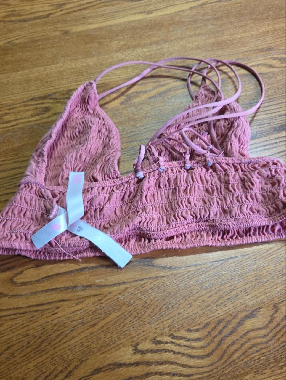 PINK Victoria's Secret Coral Smocked Bralette - Picture 5 of 7